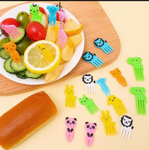 Set of 10 Mini Lovely Animal Food Fruit Picks Forks